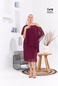 Picture of CURVY GIRL CHIFFON DRESS WITH SPRKLES ON SHOULDER